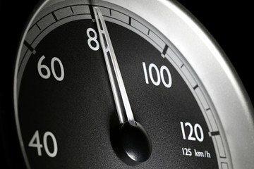 speedometer of a truck at cruising speed of 80 km/h