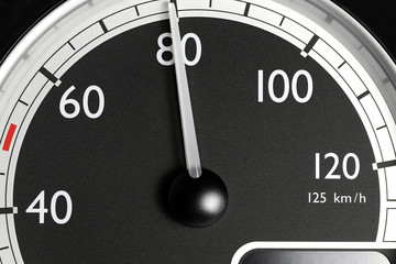speedometer of a truck at cruising speed of 80 km/h