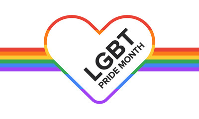LGBT Pride Month in June. Lesbian Gay Bisexual Transgender. Celebrated annual. LGBT flag. Rainbow love concept. Human rights and tolerance. Poster, card, banner and background. Vector ilustration