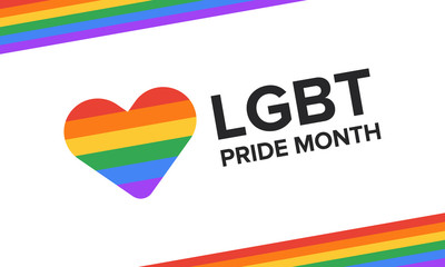 LGBT Pride Month in June. Lesbian Gay Bisexual Transgender. Celebrated annual. LGBT flag. Rainbow love concept. Human rights and tolerance. Poster, card, banner and background. Vector ilustration