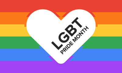 LGBT Pride Month in June. Lesbian Gay Bisexual Transgender. Celebrated annual. LGBT flag. Rainbow love concept. Human rights and tolerance. Poster, card, banner and background. Vector ilustration
