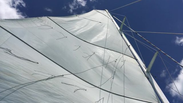 Catamaran ready to sail in the Caribbean on a sunny day