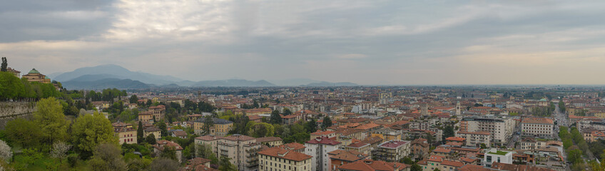 Fototapeta na wymiar Panoramic view of the city of Bergamo, Lombardy, Italy