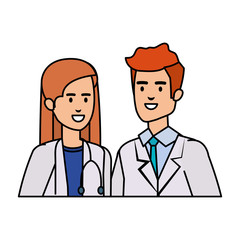 couple of professionals doctors avatars characters