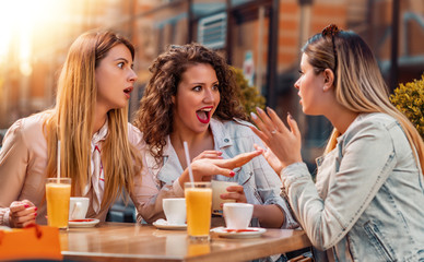 Girls having fun in cafe