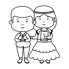little kids with holy bible first communion character