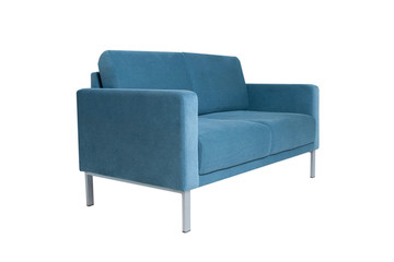 Modern grey fabric sofa isolated on white background.