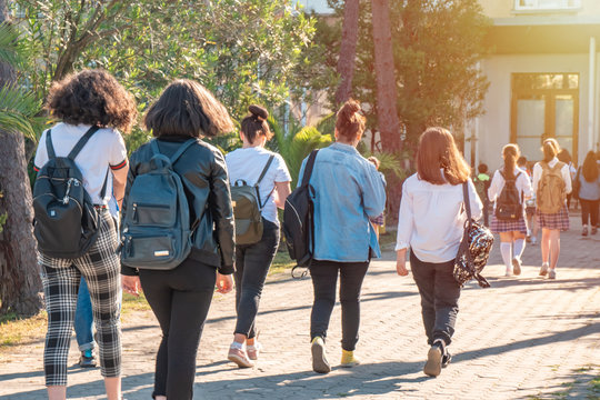 Group Of Kids Going To School Together, Back To School