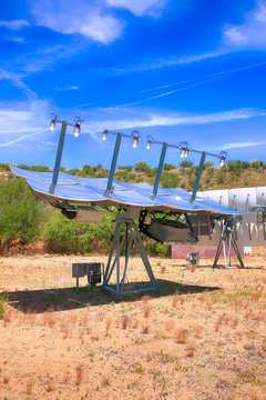Concentrated Solar Power (CSP) mirrors at Bisosphere 2, the American Earth system science research facility located in Oracle, AZ