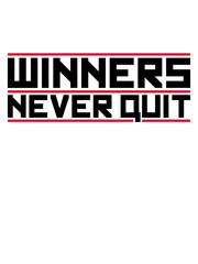 winners never quit rote balken logo cool gewinner stars sieger sport team crew freunde niemals aufgeben spaß beste champions anführer meister erster design