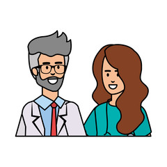 couple of professionals doctor and surgeon characters