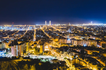 Fototapeta premium Barcelona, one of the most famous destinations seen at night, Spain, Europe