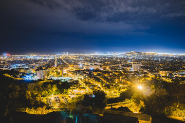 Barcelona, one of the most famous destinations seen at night, Spain, Europe