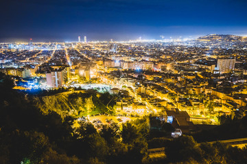 Barcelona, one of the most famous destinations seen at night, Spain, Europe