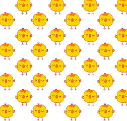White background on yellow baby chick animal pattern vector
