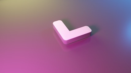 3d symbol of angle down icon render