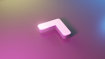 3d symbol of angle up icon render