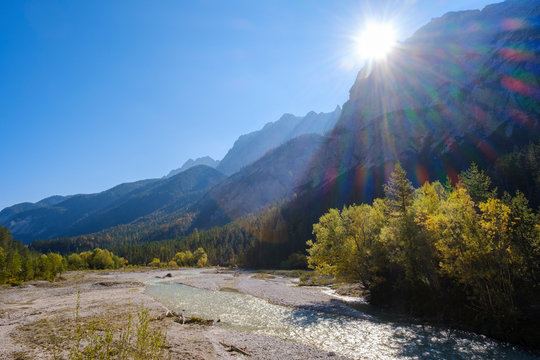 Austria, Tyrol, Karwendel mountains, River Isar in Hinterautal