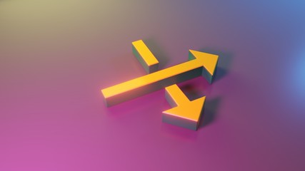 3d symbol of diagonal arrows  icon render