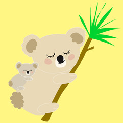 Koala bear and cute baby koala bear vector illustration