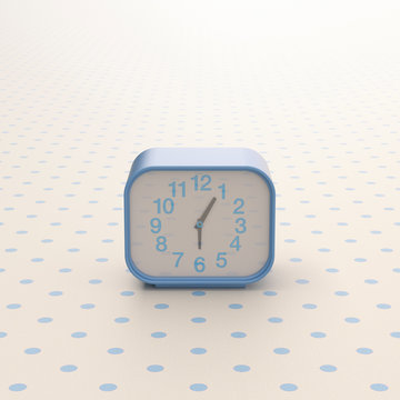 D rendering, Alarm clock on background with polka dots