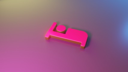 3d symbol of bed icon render