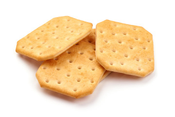 Dry cracker, biscuit, close-up, isolated on white background