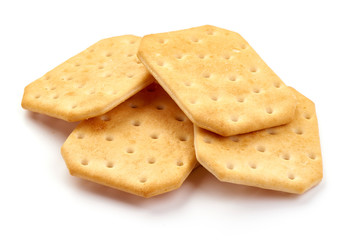 Dry cracker, biscuit, close-up, isolated on white background