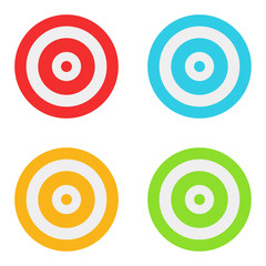 Dart board over white background. Target. Red, green, blue and yellow dartsboard. Vector illustration. EPS 10.
