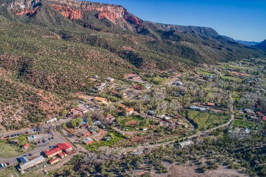 Aerial View of Downtown Jemez in New Mexico
