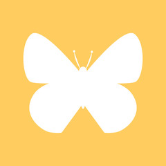 Butterfly silhouette. Butterfly icon. Orange background. Vector illustration. EPS 10.