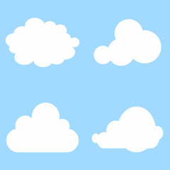Clouds collection. Set of cloud. Cloud icon. Blue background. Vector illustration. EPS 10.