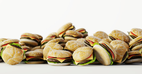 Infinite hamburger background, original 3d rendering