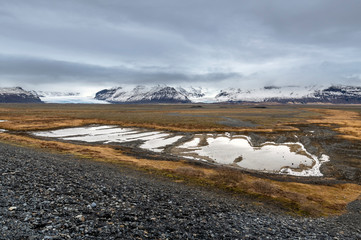 Iceland countryside winter landscape