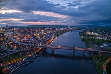 Aerial View of the City Albany, Capitol of the State of New York
