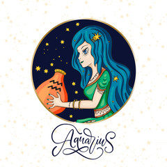 Zodiac Girl Vector Sign.