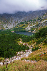 slovakia Tatra mountain lakes in misty weather