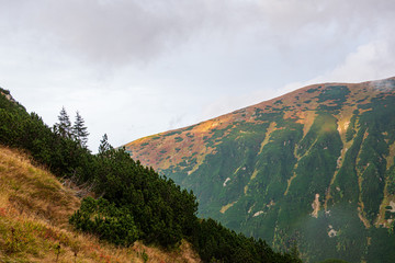 slovakia Tatra mountain tops in misty weather