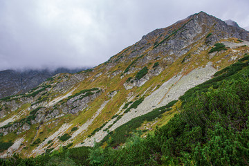 slovakia Tatra mountain tops in misty weather