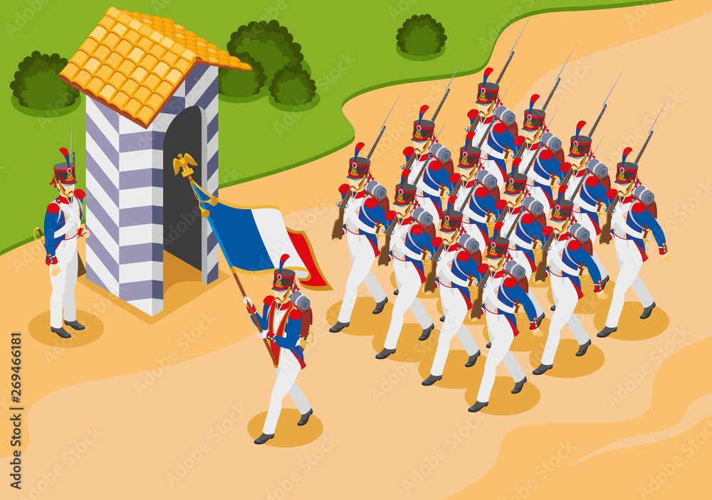 Wall mural Napoleon's grenadiers isometric composition