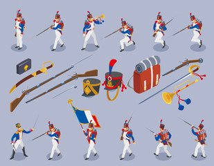 Napoleon's grenadiers on isolated background - obrazy, fototapety, plakaty