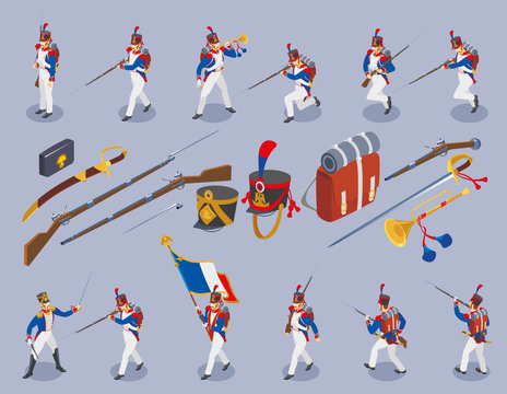 Napoleon's grenadiers on isolated background