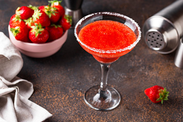 Strawberry Margarita cocktail in glass