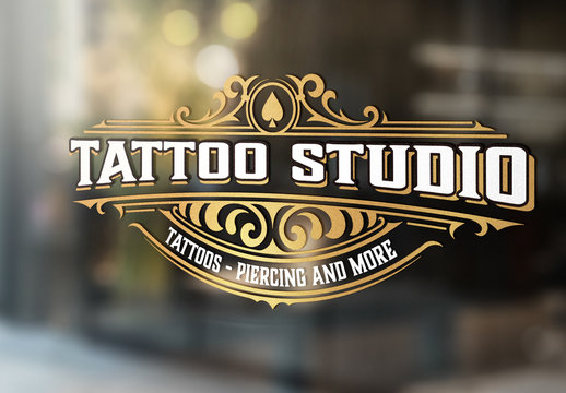 Vintage Tattoo Logo Layout with Gold Elements