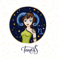 Zodiac Girl Vector Sign.