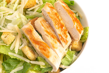 Chicken Caesar Salad Isolated on a White Background