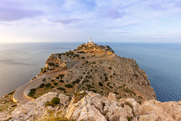 Lighthouse Mallorca Majorca Cap Formentor landscape nature Mediterranean Sea Spain copyspace travel