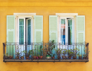 Italian shutter windows with decoration