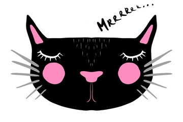 black cat head icon with speech mrrrrrr