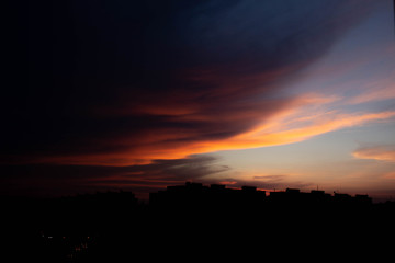 Beautiful colored sunset sky with darkness